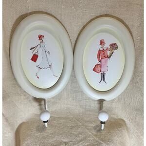 2 fun ladies divas vintage outfit fashionista wall plaque hooks hangers